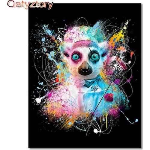 GATYZTORY Animal Oil Paint By Numbers Black background Framed Lady Figure Painting Adults Unique Diy Gift HandPianted Home Decor