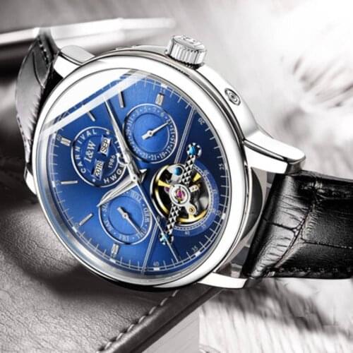 CARNIVAL Brand Man Multi function Automatic Mechanical Watch Perpetual full steel Calendar Sapphire Luxury Business Luminous