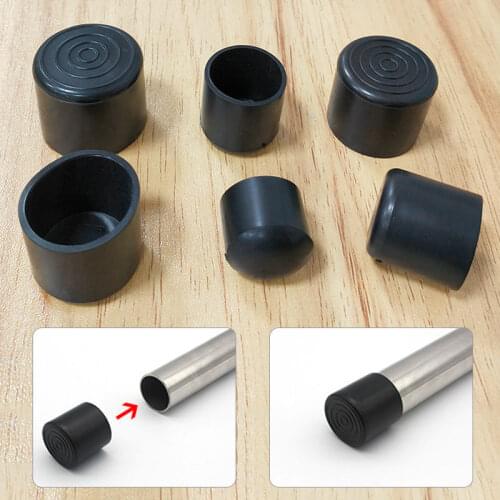 10pcs Non-slip Black Chair Leg Caps Silicone Floor Protector Pads Round 16mm Table Foot Cover Socks Furniture Hole Plugs Decor