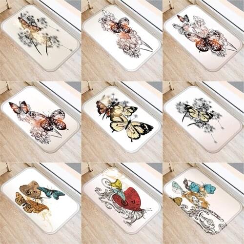 Creative Butterfly Doormat Carpets for Living Room Bedroom Area Rug Hallway Doormat Bathroom Kitchen Absorb Water Anti-Slip Mat