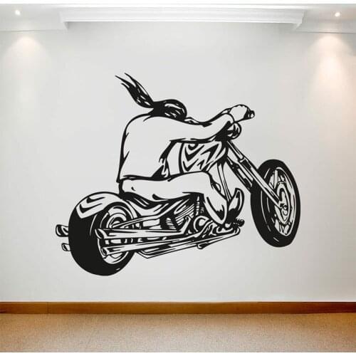 Motorcycle Rider Wall Decal Motorbike Cool Style Window Vinyl Stickers Boys Bedroom Man Cave Garage Interior Decor Art E406