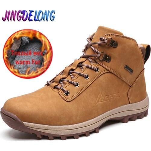 2020 Brand Winter Men Boots Plush Warm Men Snow Boots Non-slip Men Shoes Outdoor Mens Motorcycle Boots Big Size 39-47