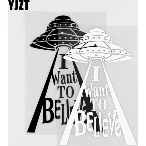 YJZT 10.1X15.6CM I Want To Believe Ufo Car Sticker Creative Vinyl Decals Black / Silver 10A-0161