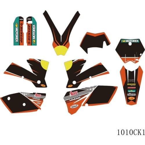 Full Graphics Decals Stickers Motorcycle Background Custom Number Name For KTM EXC EXC-F 125 200 250 300 450 525 2004