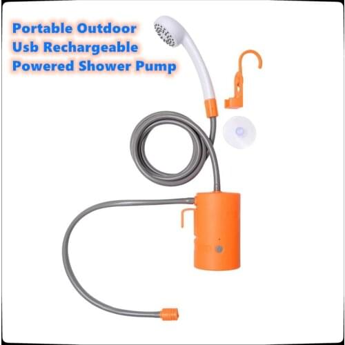 Portable Outdoor Shower Waterproof Camping Shower Usb Rechargeable Powered Shower Pump for Family Hiking Backpacking Travel Beac