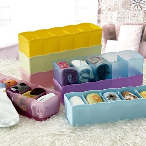 Plastic Organizer Tie Bra Socks Drawer Cosmetic Divider Storage Box Container Home Storage