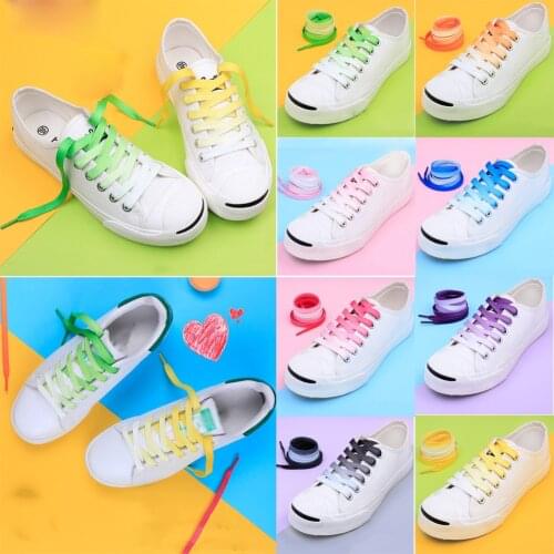 Unisex Flat Shoelaces Colorful Rainbow Gradient Print Canvas Sneakers Shoe Laces Bootlaces Boot Lace Casual Athletic Shoe String