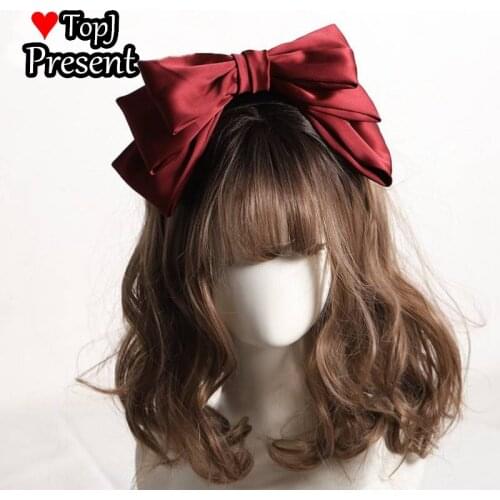 Advanced sense hairhoop female wide edge headband JK girl net red hair ornament large bow headdress Lolita accessory