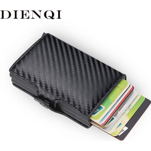 Rfid Blocking Protection Men id Credit Card Holder Wallet Leather Metal Aluminum Business Bank Card Case CreditCard Cardholder