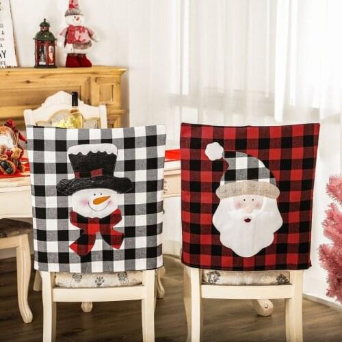 Christmas decorations red and black lattice old man snowman chair cover home dining room furnishing supplies navidad decoracion