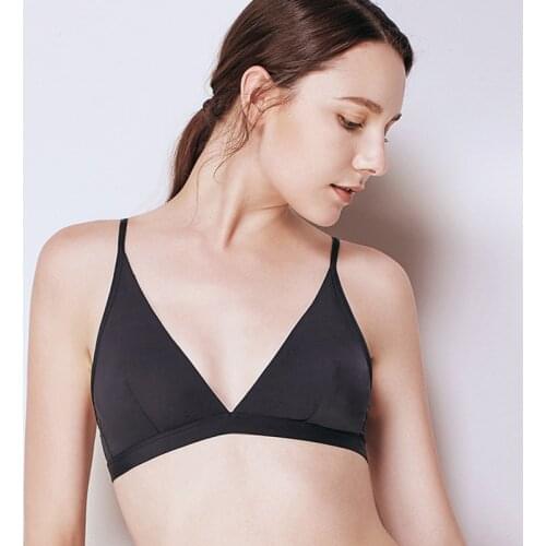 Sexy bralette Black V-Neck Bra Triangle Cup Top Wireless Bras Unlined Brassiere Soft Lingerie Thin Underwear For Women