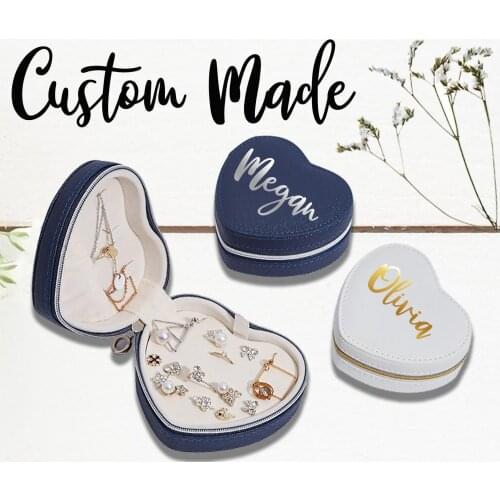 Custom Heart Jewelry Boxes Bridesmaid Jewelry Box Travel Jewelry Case Personalized Jewelry Box Heart Shape Wedding Jewelry Box