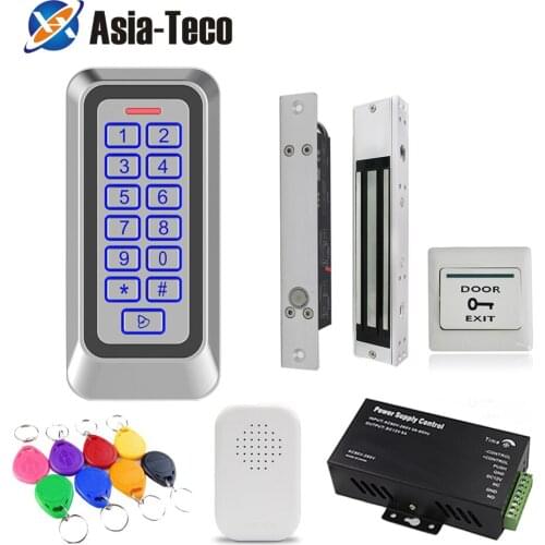 IP67 Waterproof Backlight RFID Access Control System Kit Standalone Metal Keypad Electronic Lock Access Exit button Keyfobs