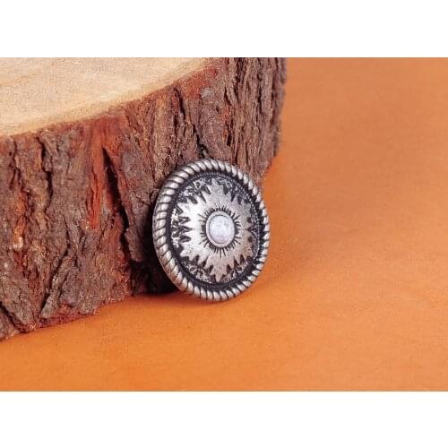 10PC 26MM VINTAGE SLIVER FLOWER ROPE WESTERN BELT PURSE LEATHER CRAFT BUTTON DECORATION SCREW BACK HORSE SADDLES ACCESSORY