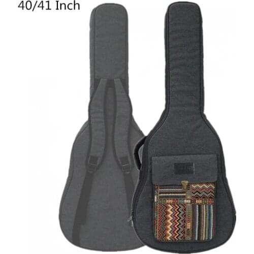 40 / 41 Inch Bohemian Style Knitted Acoustic Guitar Case Gig Bag Double Straps Pad Cotton Thickening Soft Waterproof Backpack