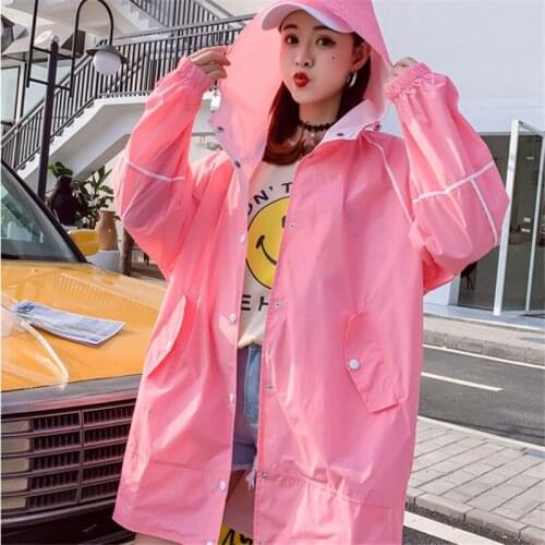 2020 New Spring Coat Womens Summer Sun Protection Clothing Solid Color Casual Loose Bat Sleeves Hooded Windbreaker Jacket A186