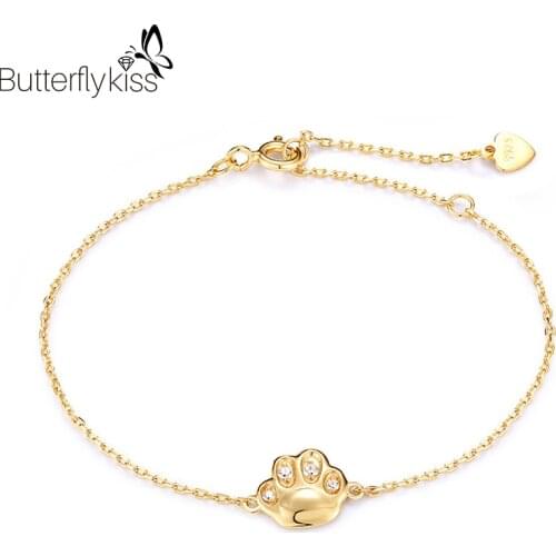 BK Cute Little Cat Claw Bracelets For Women 925 Genuine Silver Animal Fashion Zircon 1.42g Wedding Engagement Fine Jewelry