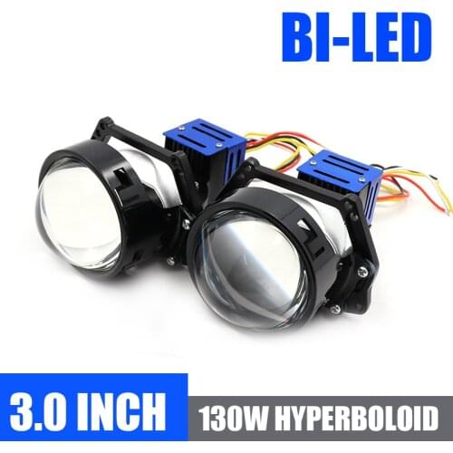 130W 2X Bi-LED Hyperboloid Projector Lenses H1 Bulb 9005 9006 H4 H7 LED Lamps For Headlight Car-styling Retrofit Hi/Lo Beam Lens