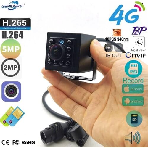 150Degree Wide Angle 4G Camera SIM Card Smart IP Camera 5MP 2MP Mini Camera 940nm IR Night Vision Surveillance P2P Onvif Camhi