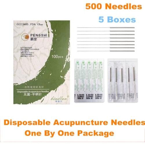 500 (5 Boxes) Wholesale Disposable Acupuncture Needle Without Tube Sterile Beauty Massage Needles 0.20 0.25 0.30mm 0.35mm