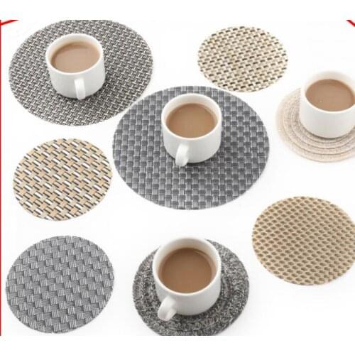6pcs/lot Dia10cm Pvc Mats Pads Round Japanese Style Coasters Cup Mat Waterproof Placemat Table Mat Wholesale Modern Home Decor