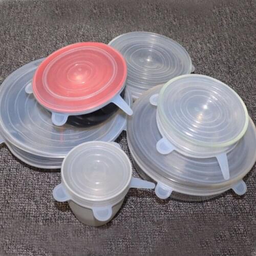 6 pack Silicone Fresh-keeping Lids Plastic Wrap Bowl Cover Fresh Cover Stretch Cover Elastic Seal Cover Food Save Cover