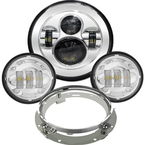 7 inch LED Headlight Fog Passing Lights DOT Kit Ring Motorcycle for Harley Touring Road King Ultra Classic Electra Street Glide