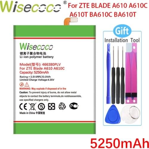 WISECOCO 5250mAh 466380PLV Battery For ZTE Blade A610 A610C A610T BA610C BA610T Phone Latest Production Battery+Tracking Number