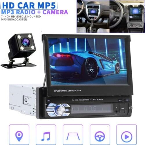 1pc 1DIN 7" Touch Screen bluetooth-compatible Car Radio Stereo Backup Camera FM TF Flip Out Head Unit MP5 Player Remote Control