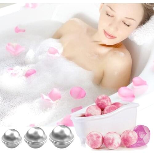Behokic 6 pcs DIY Round Bath Bomb Cake Molds Aluminum Alloy Bathing Balls Handmade Soaps Crafts Baking Making Tool Accessories