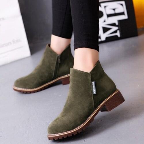 Winter boots women short plush square heel casual shoes woman 2021 fashion side zipper solid adult women ankle boots women shoes