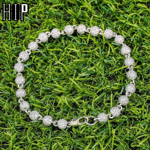Hip Hop 6MM Bling Iced Out Round AAA+ CZ Stone Cubic Zirconia Ball Bracelet For Men Women Jewelry