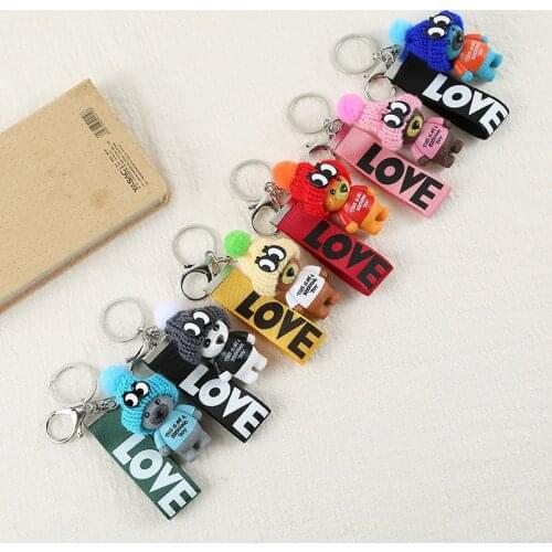 Cute Teddy Bear Key Chain'THIS IS NOT A KOSCHINO TOY'Bear KeyChain Trendy Animal Pattern Key Rings Key Holder For Friend Gifts
