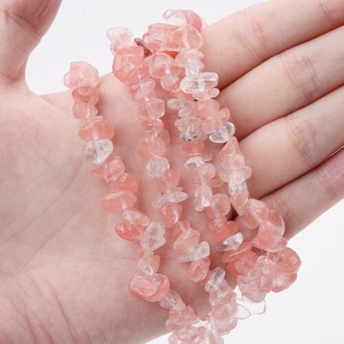 Irregular Natural Stone Bead Gravel Watermelon Crystal for Jewelry Making DIY Charm Bracelet Necklace Accessories 15'' /Strand