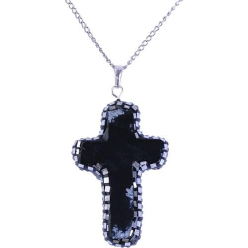 Black Color Cross Pendant Charm Fashoin Jewelry Punk Style Statement Silver/Gold Color Chain Necklace New Arrive Hot Sale