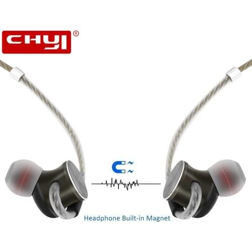 CHYI In-ear Earphone Super Bass Sound Quality Music With Mic 3.5mm Stereo Earbud Magnetic Adsorption Noise Isolating Headset W3