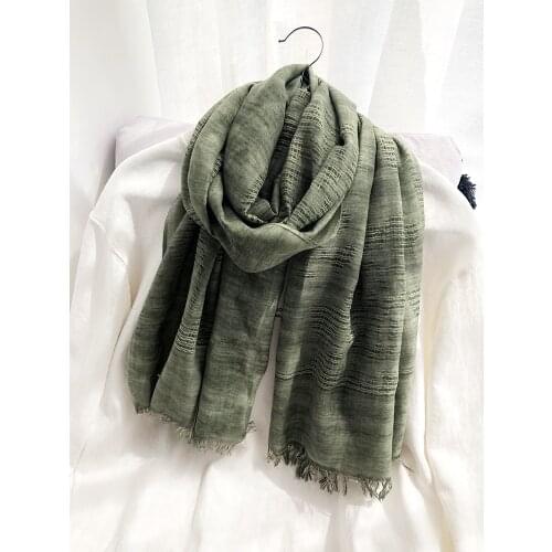 Designer Women Linen Cotton Scarf Hijab Solid Luxury Spring Autumn Long Muffle For Lady Shawl Wrap Plaid Scarf