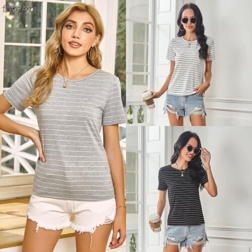 Женские полосатые футболки Fnoce China At AliExpress