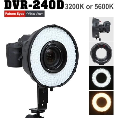 Falcon Eyes 240 Ring LED Panel 5500K Lighting Video Film Continuous Lamp W/Camera Bracket/ filter DVR-240D