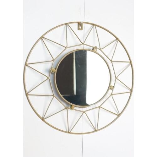 Nordic Metal Wall Decoration Glass Decorative Mirror Iron Frame Living Room Bedroom Wall Hanging Ornament