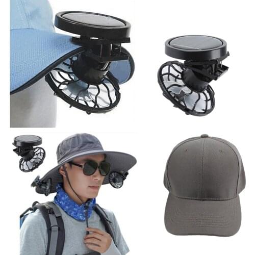 Clip-on Cap Mini Solar Powered Fan with Cap for Indoor Outdoor Handsfree C