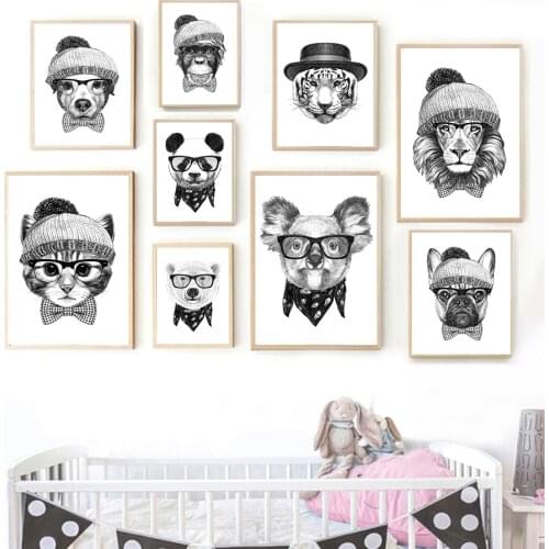 Fashion Animals Lion Tiger Koala Panda Dog Wall Art Canvas Painting Nordic Posters And Prints Wall Pictures For Kids Room Decor