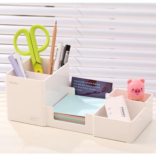 QSHOIC multifunctional office organizer set 25*11*9cm plastic pen holder Korea student desk office organizer pen holder
