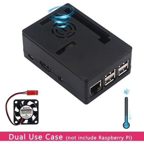 Newest Raspberry Pi 3 Model B+ Plus Case Plastic ABS Case Shell Box + 5V Cooling Fan for Raspberry Pi 3 3.5 inch Touchscreen
