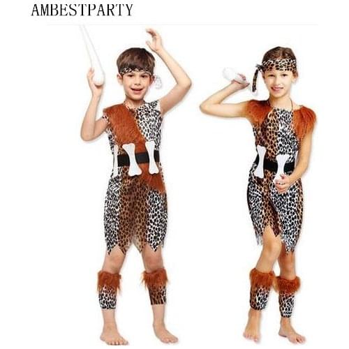 New 2017 Indians Adult Kids Fancy Dress Halloween Cosplay Costume Aboriginals Halloween Costume Masquerade Clothing AMBESTPARTY