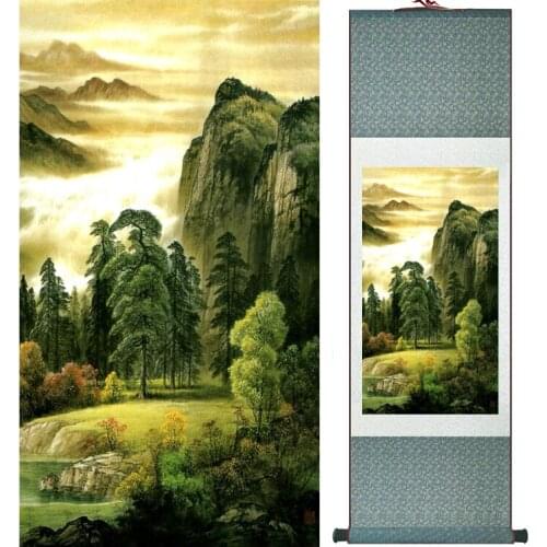 Landscape painting Home Office Decoration Chinese scroll painting mountain and River paintingPrinted painting042306