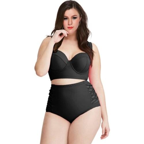 Sexy Womens Plus Size Bikini 2020 Push Up Women Swimsuits High Waisted for Big Breasts Female Brazilian Black Two Piece Swimwear