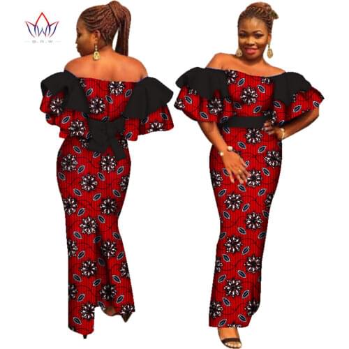 Women Dress 2021 Summer Sexy Off Shoulder Africa Print fabric Dress Boho Style Long Party Dresses Vestidos WY3071