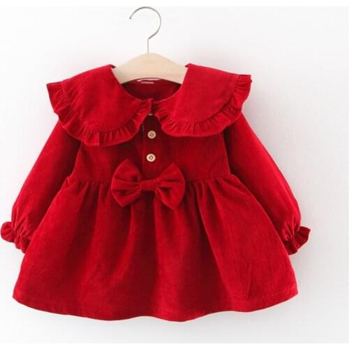 Autumn Newborn Infant Baby Dress Cotton Toddler Dress Cute Bow Princess Dresses for Girls Long Sleeve Baby Girl Clothes Dresses