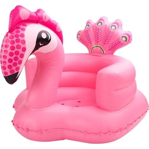 Bath Floating Seat Portable Inflatable Baby Sofa Dining Chair PVC With Pump Flame Bird Toys Bathroom Learning Stool Easy Clean